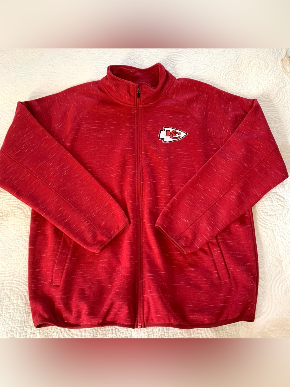 Kansas City Chiefs NFL Full Zip Jacket Red Fabric Mock Neck KC Football Sz 2XL